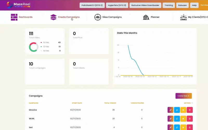 MassReelDomination dashboard