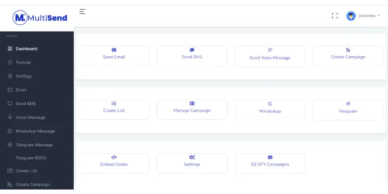 MultiSend dashboard