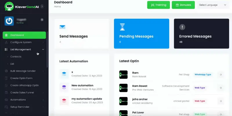 KleverSend AI Dashboard
