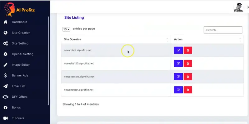 Ai Profitz site listing