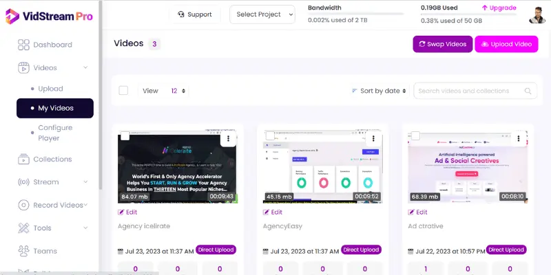 VidStream Pro my videos